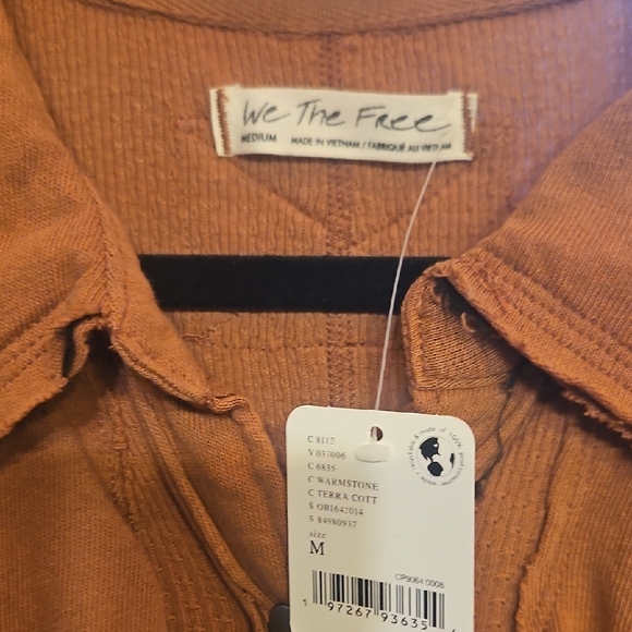 Free People Rust Ruffle Button-Up Blouse - Picture 2 of 6